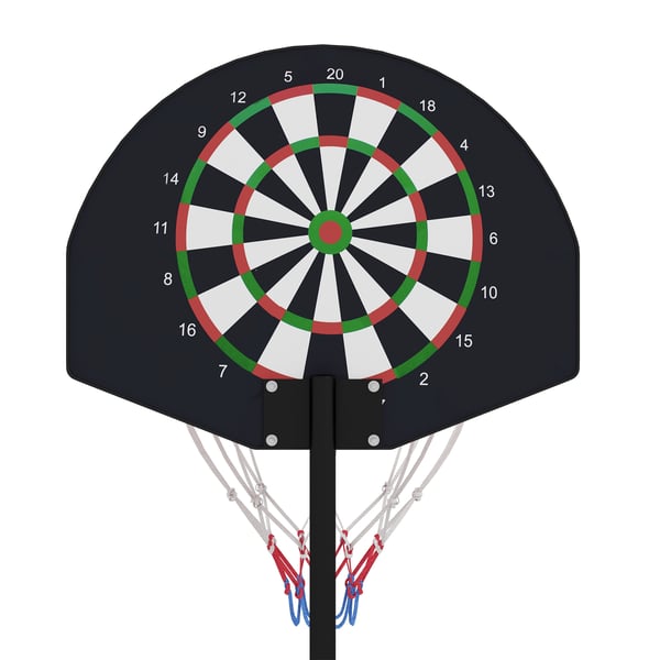 Basketbollställning med korg, justerbar höjd 129-179 cm, svartbrun