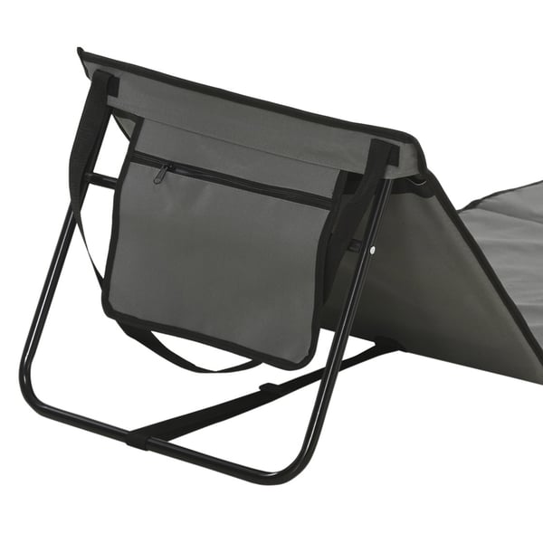 Strandstol, 142x51x40 cm, Grå