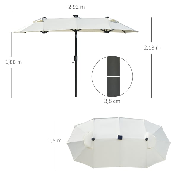 Patiosateenvarjo, 292x150x218 cm, beige