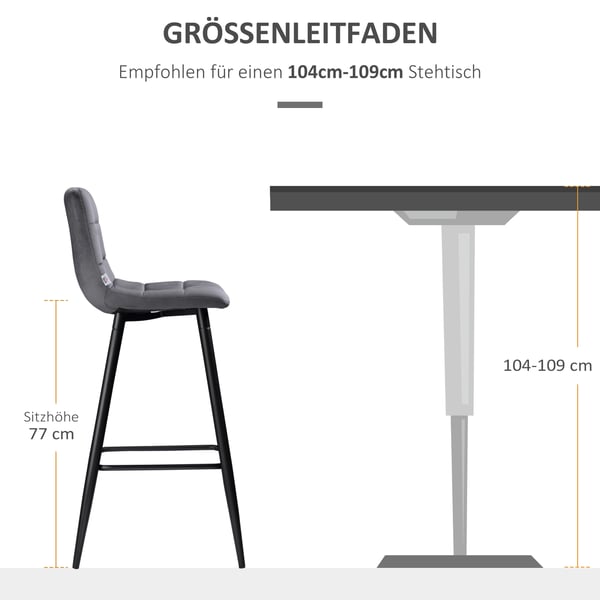 Barstolssæt, 42x47x105 cm, Grå