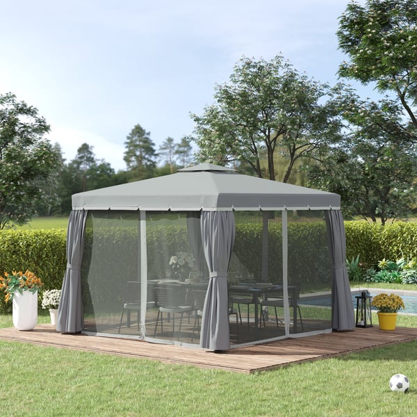 Havepavillon, 296x296x265 cm, Grå