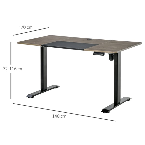Elektrisk skrivebordsstel, højdejusterbart, 140x70x72-116 cm, natur sort