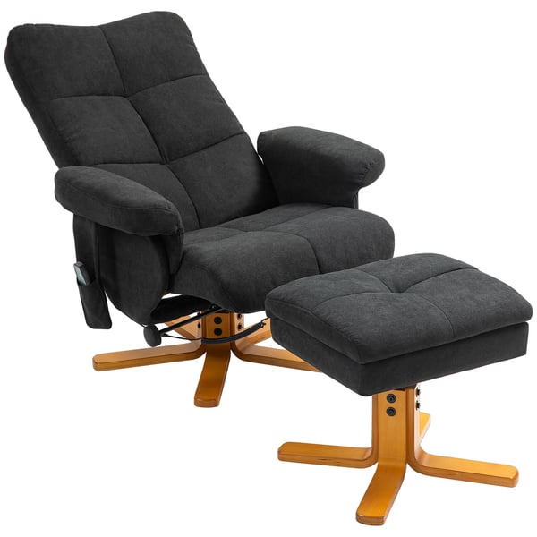 Fåtölj med fotpall, 80x86x99 cm, svart Fåtölj med fotpall, 80x86x99 cm, svart