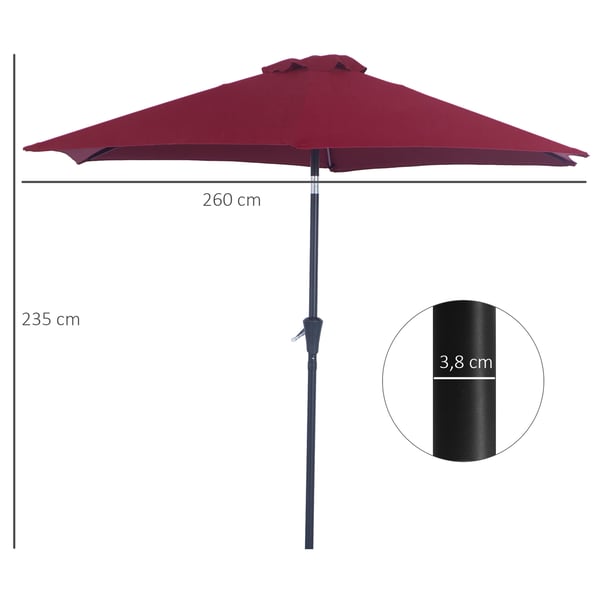 Parasol, 260x235 cm, Rød, Star