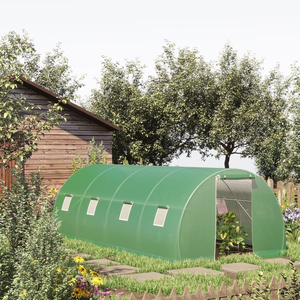 Gå-ind Polytunnel Drivhus, 600x300x200 cm, Grøn