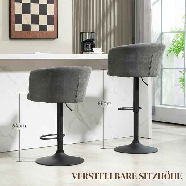 Barstolsæt, 59x53x89-110 cm, Mørkegrå