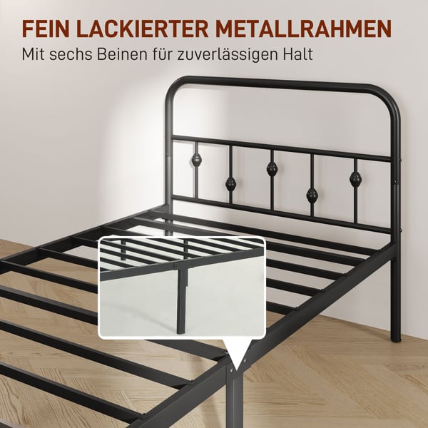 Sengeramme, 206,9x91,8x82,5 cm, Sort