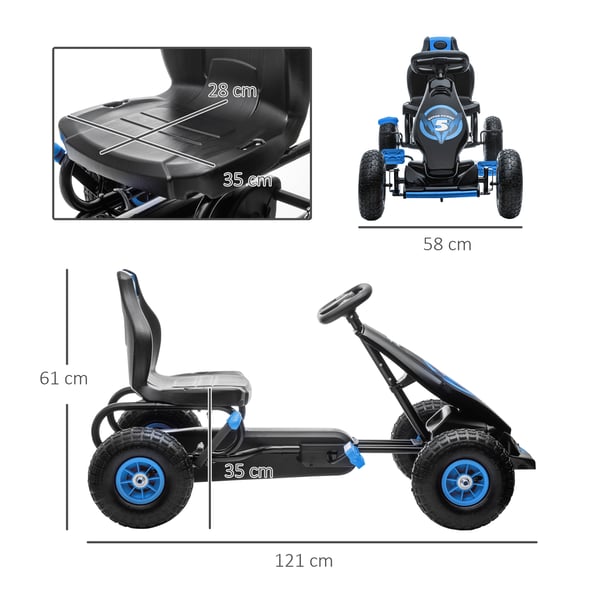 Go-Kart, 121x58x61 cm, Blå Svart