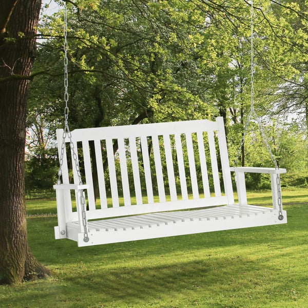 Haveswingbænk, 117x69x60 cm, Hvid