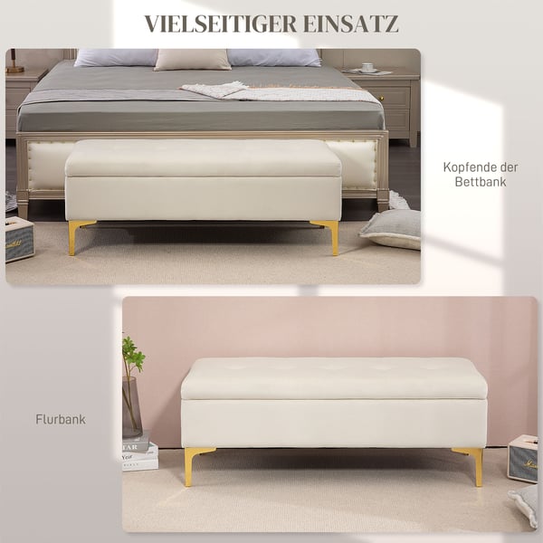 Opbevaringsbænk, 120x44x44,5 cm, Beige