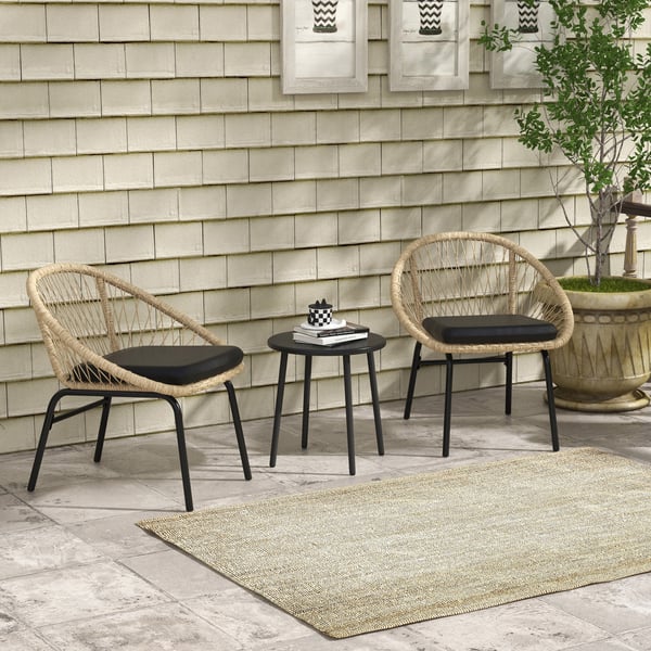 Rattan Havemøbelsæt, 70x63x73 cm, Gul