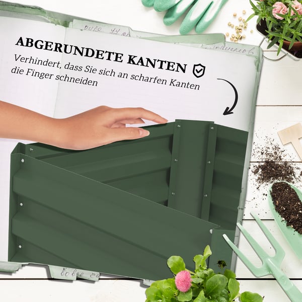 Hævet plantebed, 61x61x140 cm, Grøn