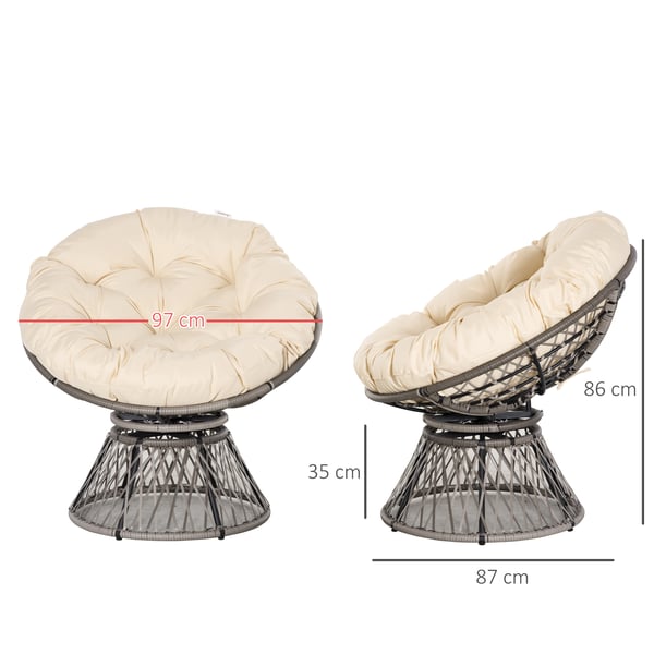 Papasan-tuoli 87x97x90 cm, beige, metallirunko