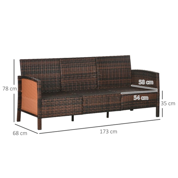 Havesofa, 173x68x78 cm, Brun