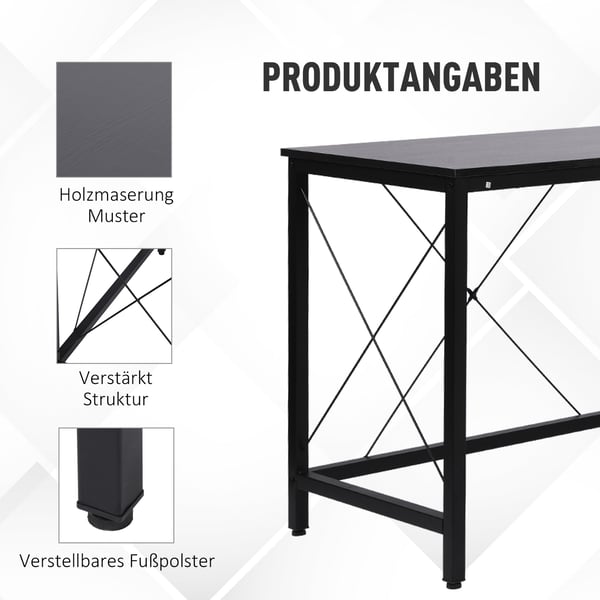 Hjørneskrivebord, 150x150x76 cm, Sort