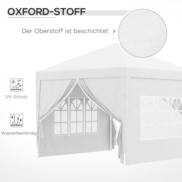 Sammenklappelig pavillon, 295x295x258 cm, hvid