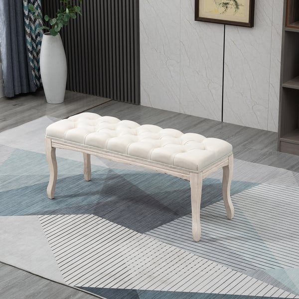Polstret bænk, 110x40x48 cm, beige