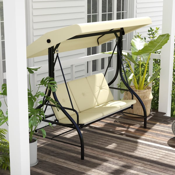 Havesving, 2 i 1 Hollywood gyngeseng, 195x117x175 cm, Beige