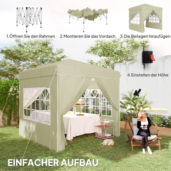 Pop-up Pavillon, 248x248x270 cm, Creme