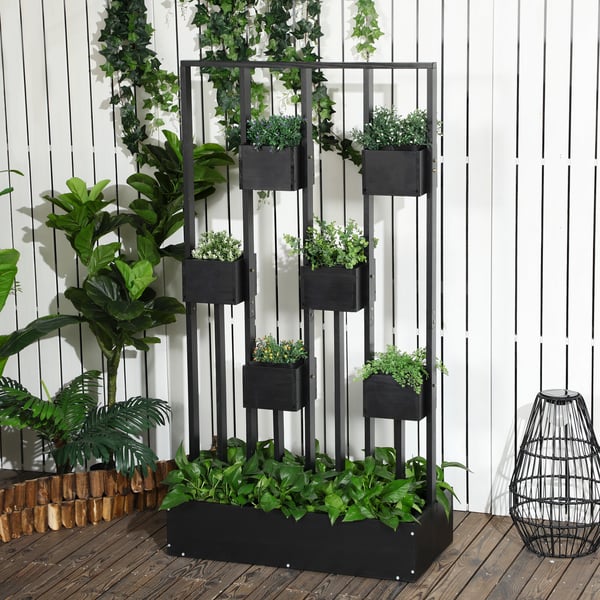 Plantekasse kombination, 90x45x170 cm, Sort, Træ