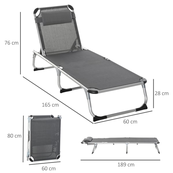 Solstol, 170x60x76 cm, Grå