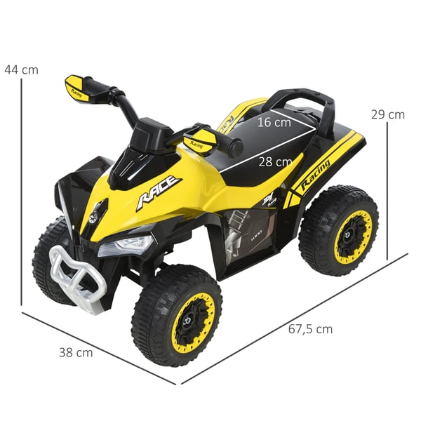 Ride-On bil, 67,5x38x44 cm, gul