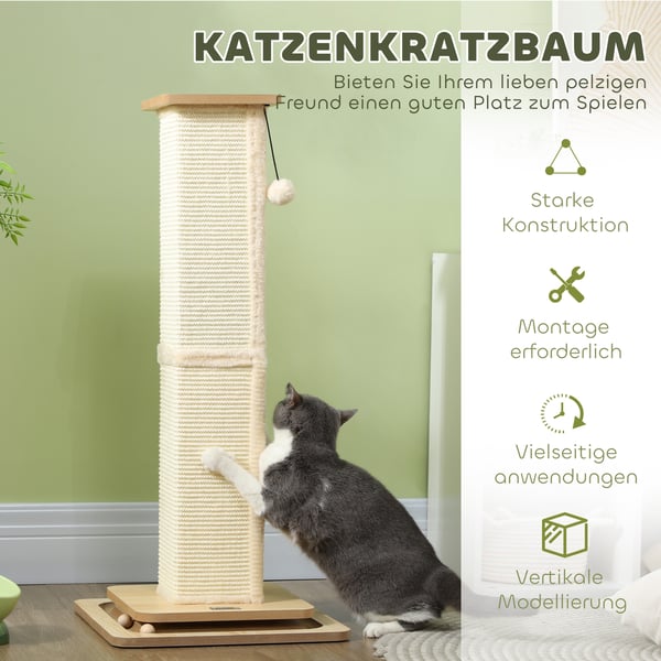 Katteskrabe stolpe, 39,5x39,5x87 cm, Eg