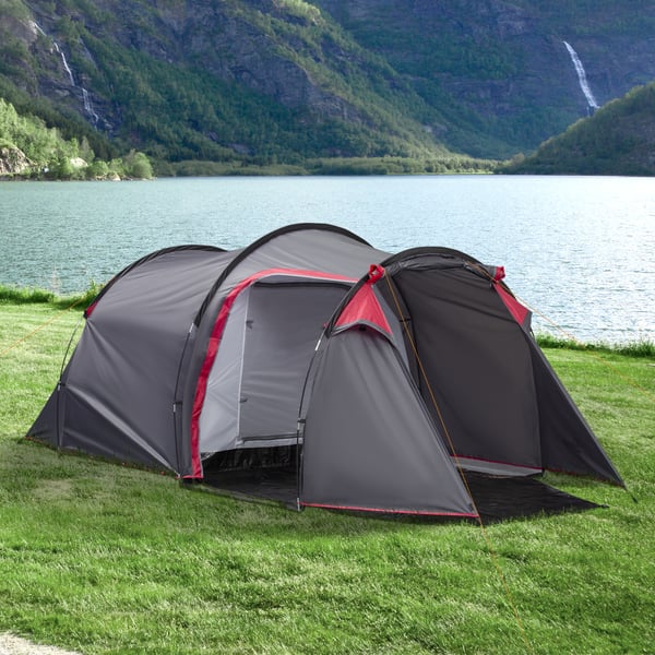 Campingtält, 426x206x154 cm, Grå