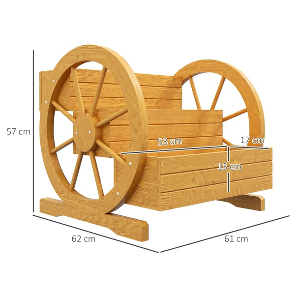 Plantekasse med vognhjul, 62x61x57 cm, teak