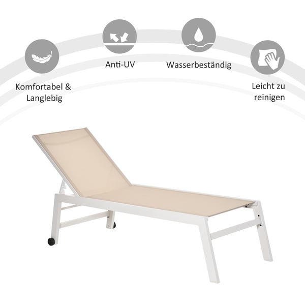 Solstol, 169x65x102 cm, Vit