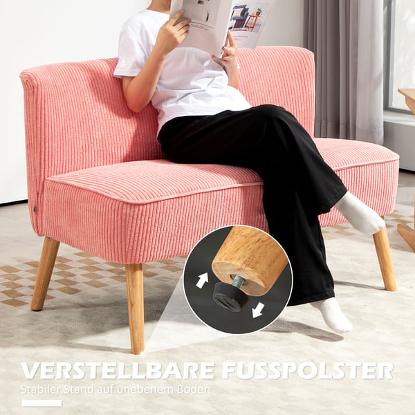 2-personers sofa, 117x56,5x77 cm, pink
