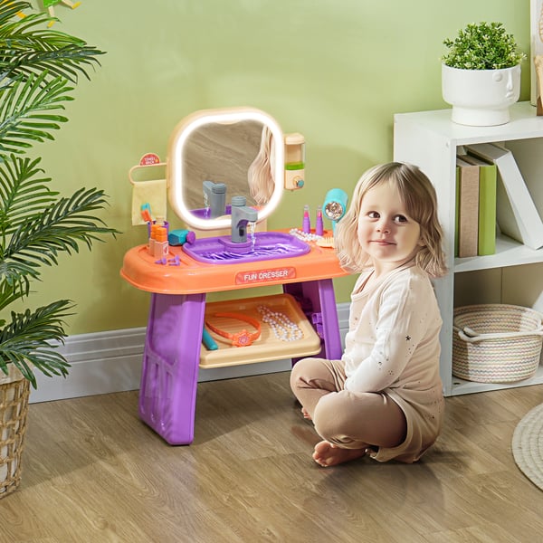 Børne Makeup Bord, 55x29x71 cm, Lilla