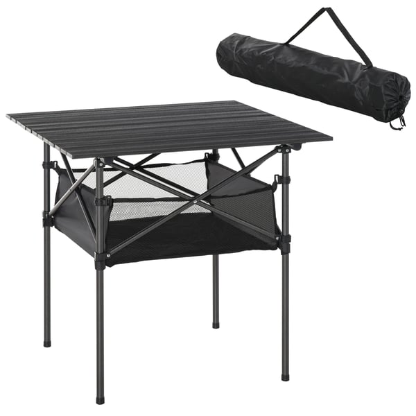 Campingbord, 70x70x69 cm, Sort