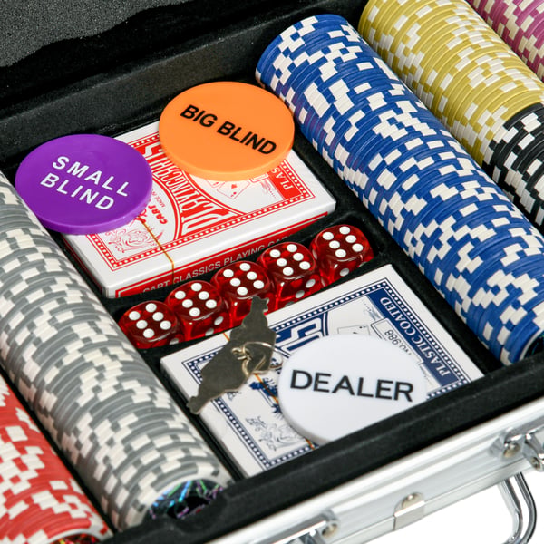 Poker sæt, 56x23,5x6,5 cm, sølv