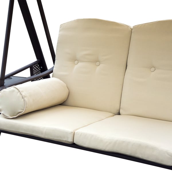 Haveswing, 3-personers med baldakin, 120x208x172 cm, beige brun