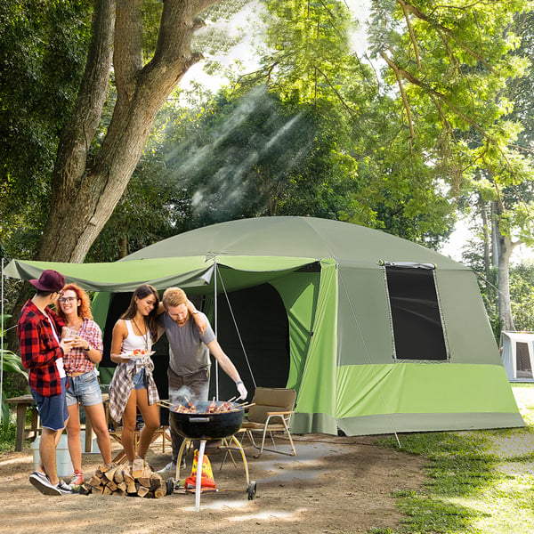 Campingtelt, 405x305x225 cm, Grøn