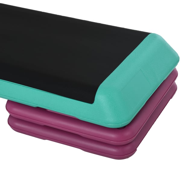 Aerobic-askelalusta, 110x40x20 cm, musta vihreä violetti