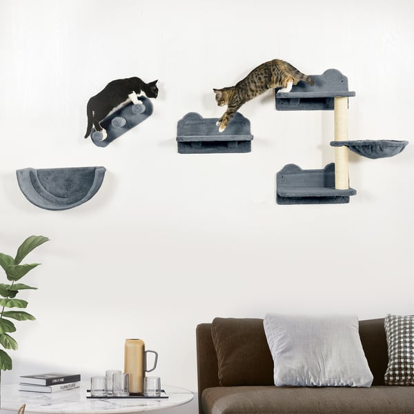 Klatrevæg til katte, 40x28x73 cm, grå