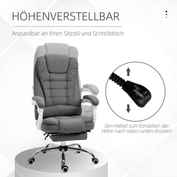 Kontorsstol, 65x70x110-118 cm, Grå