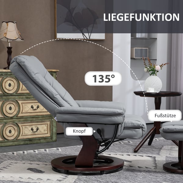 Lænestol med vippefunktion, 85x82x106 cm, grå