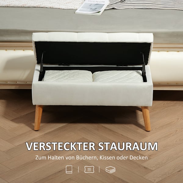 Opbevaringsbænk, 80x35x40 cm, Hvid