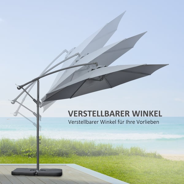 Udendørs Cantilever-parasol, 292 cm, Mørkegrå