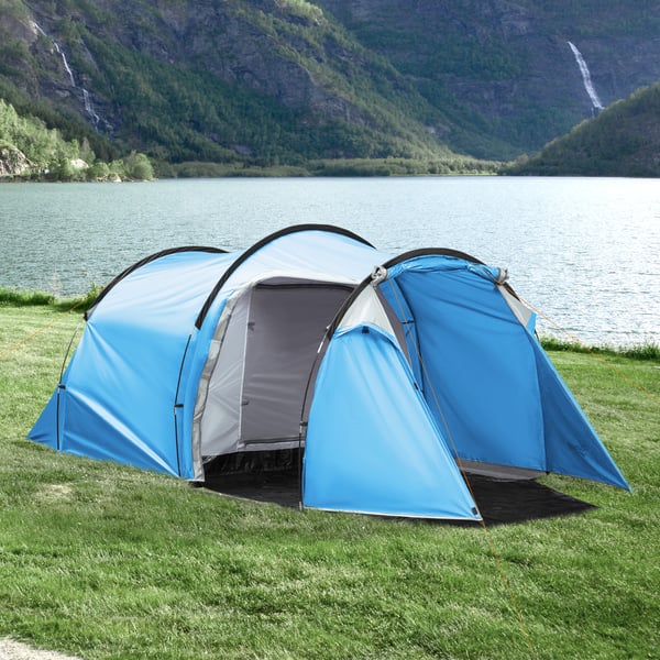 Campingtält, 426x206x154 cm, Ljusblå