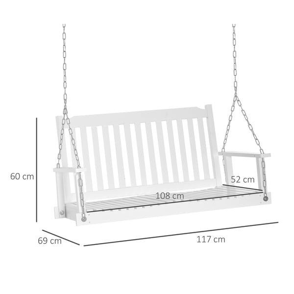 Haveswingbænk, 117x69x60 cm, Hvid