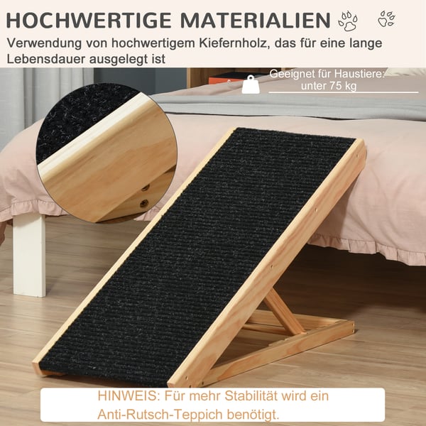 Kæledyrsrampe, Justerbar hunderampe, 90x40x61 cm, Sort