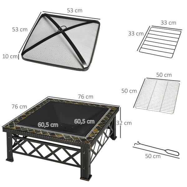 Eldstad, 76x76x47 cm, svart
