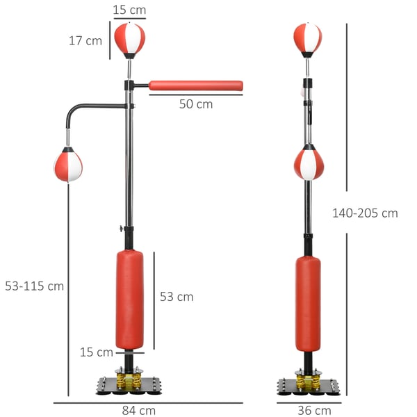 Boksepudestativ, 84x36x140-205 cm, Sort