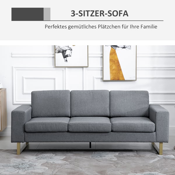 Soffa, 200x82x78 cm, Mörkgrå