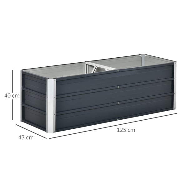 Højbeds plantekasse, 125x47x40 cm, Grå