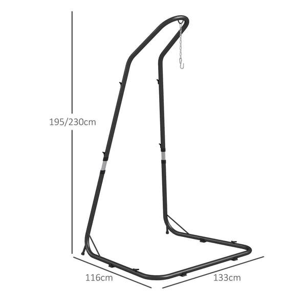 Hængestolestativ, 133x116x195-230 cm, Sort
